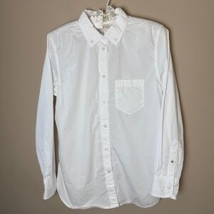 NWT J.Crew Classic Fit Cotton Poplin Shirt Womens 4 White Top Button Down AW245